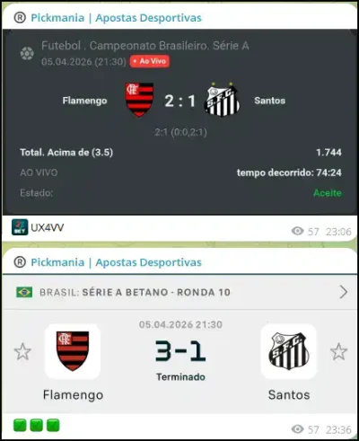 Exemplo de tip de apostas no canal Pickmania no Telegram