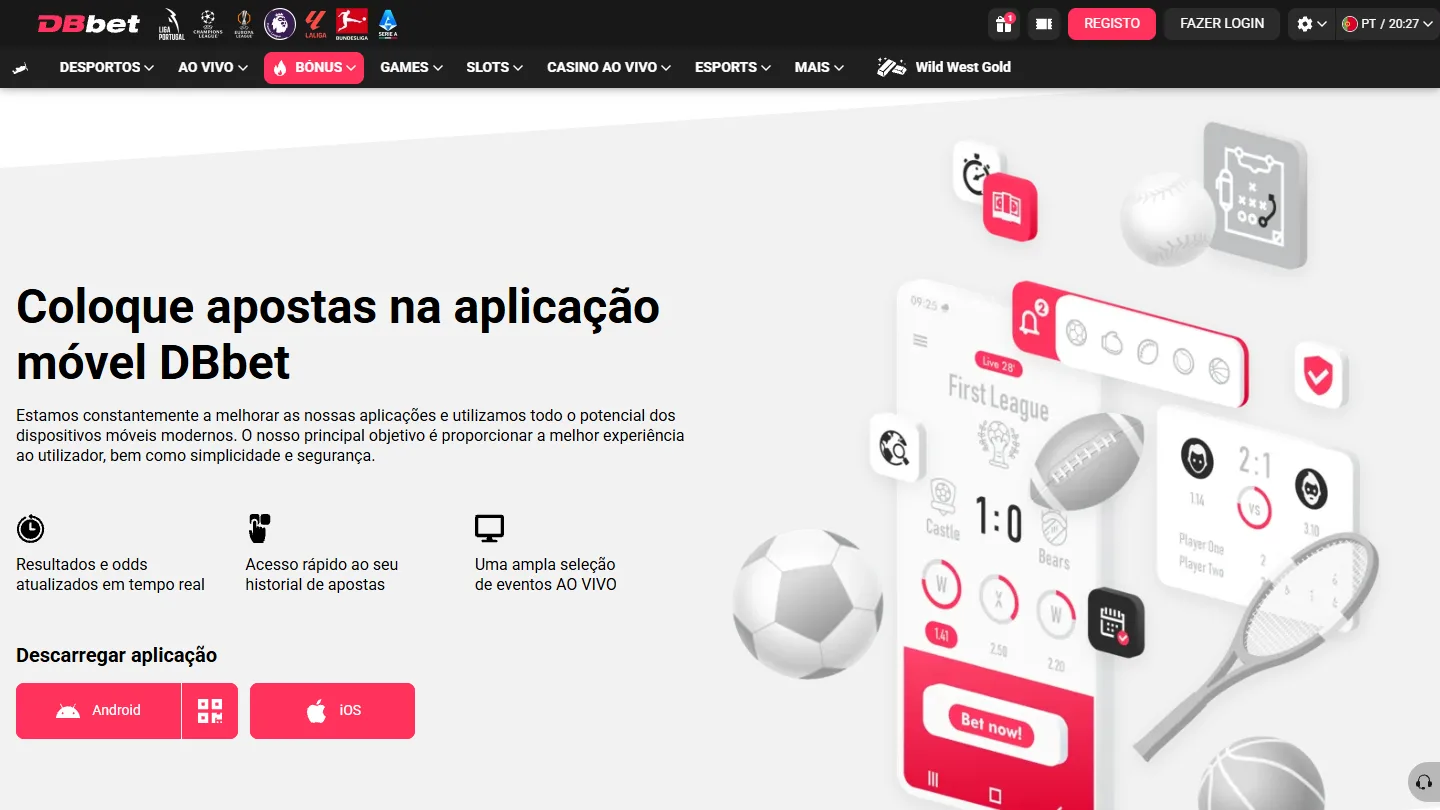 Aplicação móvel da DB Bet para Android e versão PWA para iPhone