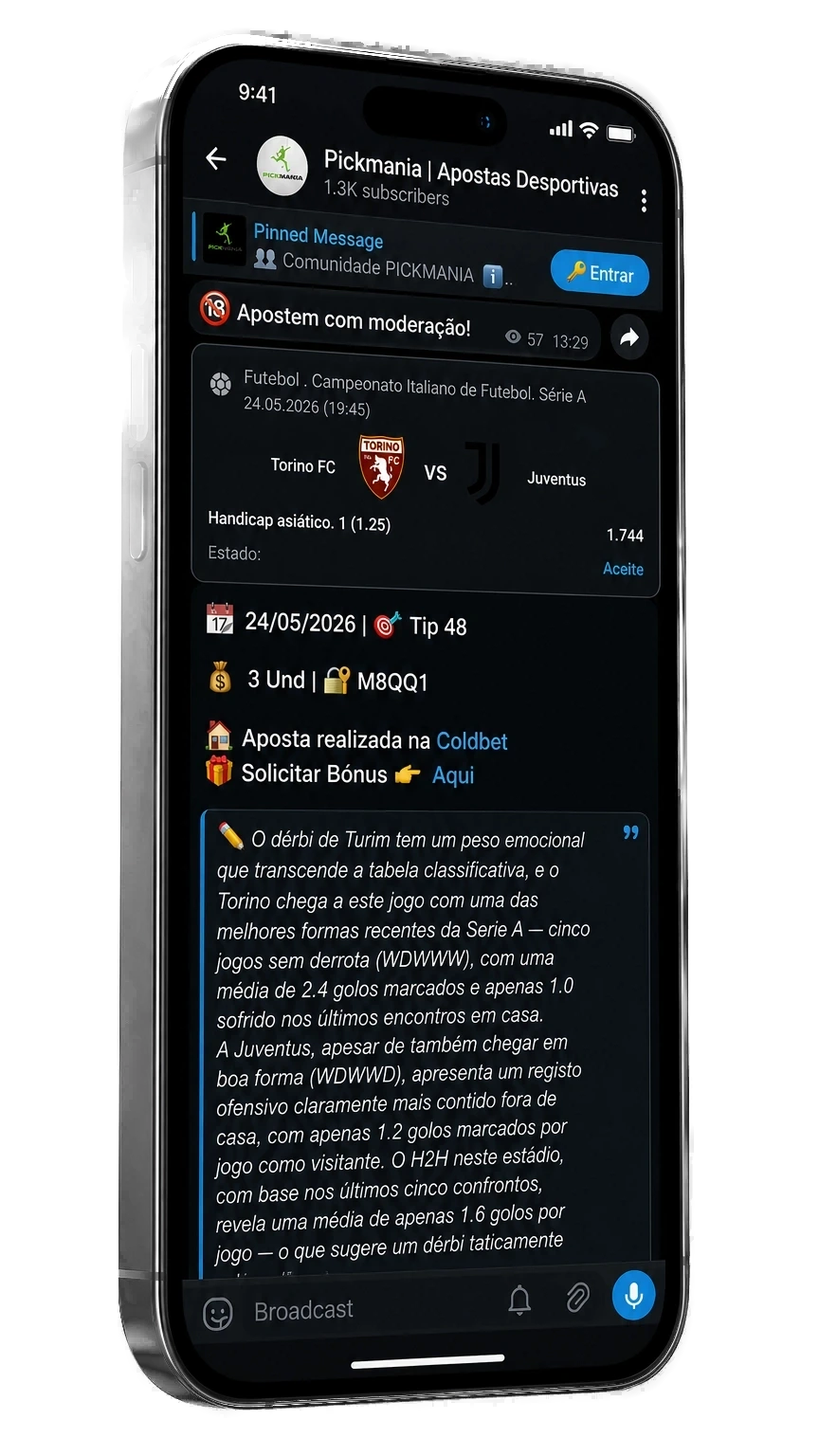 Canal Pickmania no Telegram | prognósticos de futebol grátis