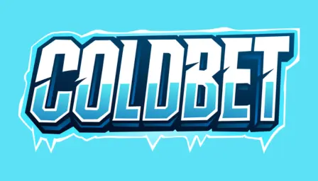 Logo Coldbet 3D com letras geladas, gradiente azul e branco, borda de gelo e icículos