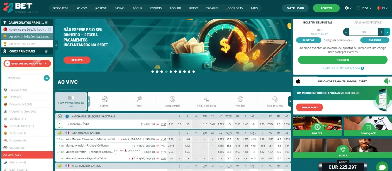 O que é a 22Bet: homepage da casa de apostas 22Bet Portugal