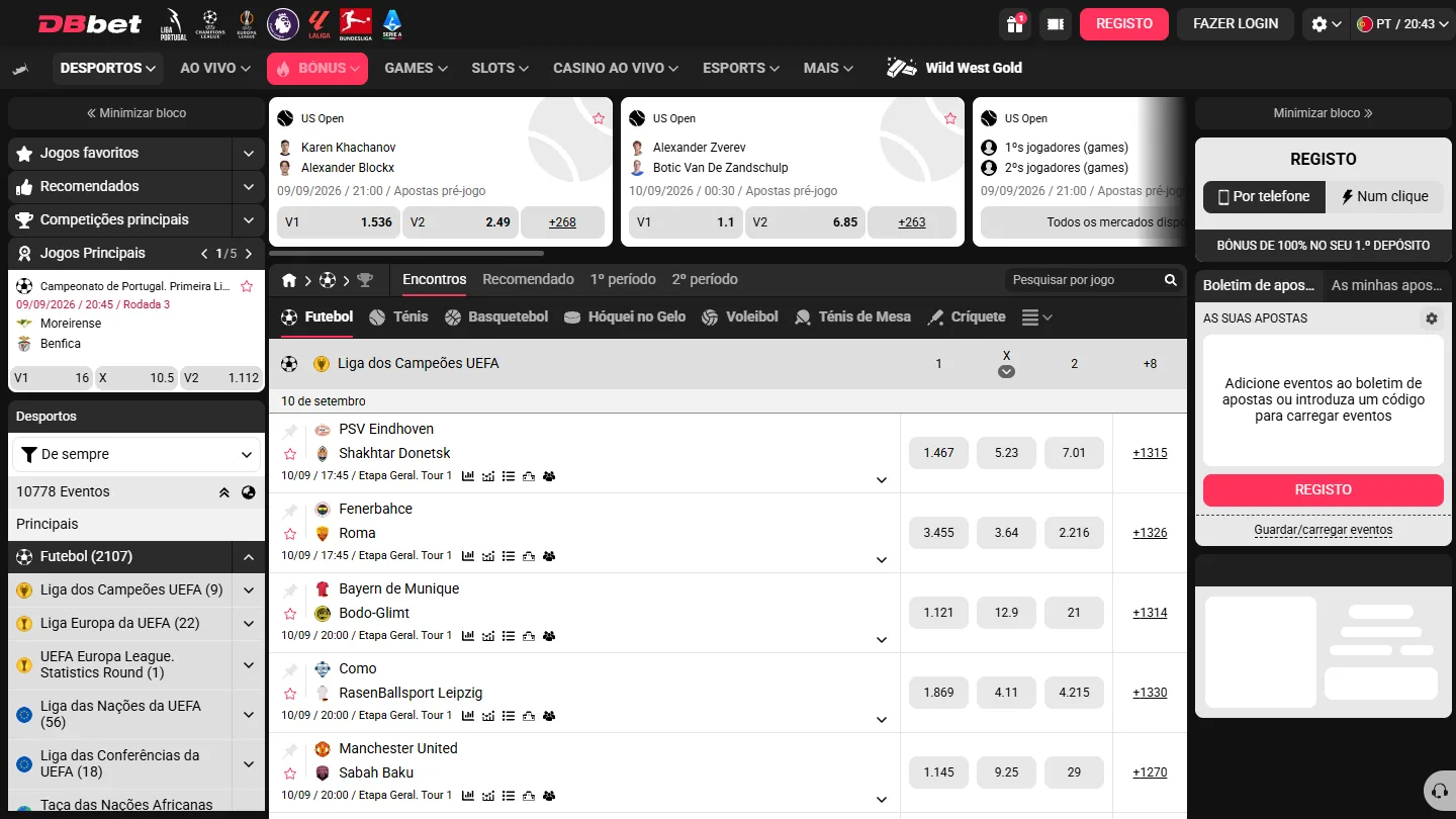 Site da DB Bet em português, com jogos de futebol e odds ao vivo